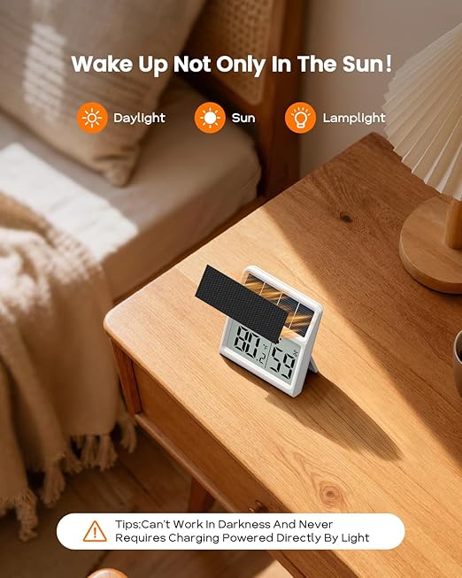 Digital Indoor Thermometer & Hygrometer, Light Powered Solar Indoor Temperature - Image 2