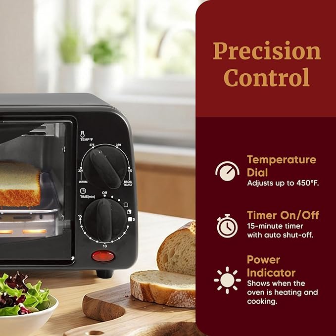 Elite Gourmet ETO236 Personal Compact 2 Slice Countertop Toaster Oven - Image 4