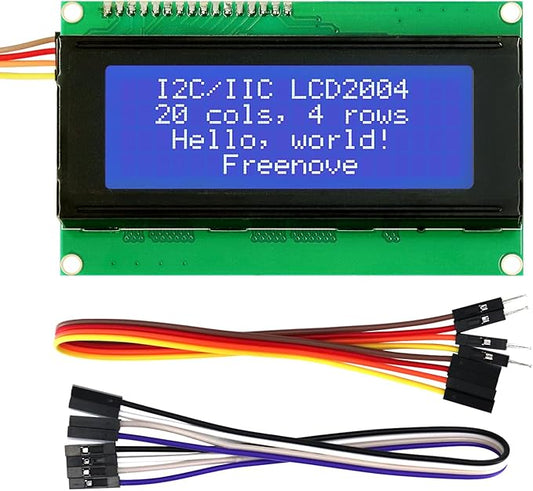FREENOVE I2C IIC LCD 2004 Module, TWI Serial 20x4 Display, Compatible by Freenove