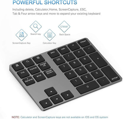 Bluetooth Number Pad, Lekvey Aluminum Rechargeable Wireless Numeric Keypad Slim - Image 4
