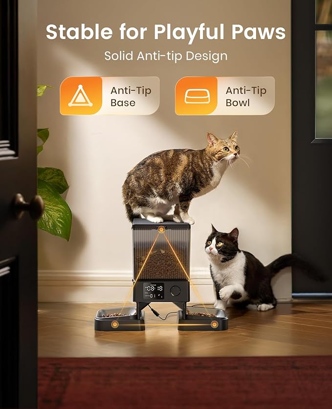 oneisall Automatic Cat Feeder for 2 Cats, 20 Cups/5L Automatic Cat Food - Image 5