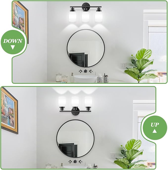 Guliaofo 3-Light Bathroom Light Fixtures, E26 Base Modern Kitchen Light - Image 6