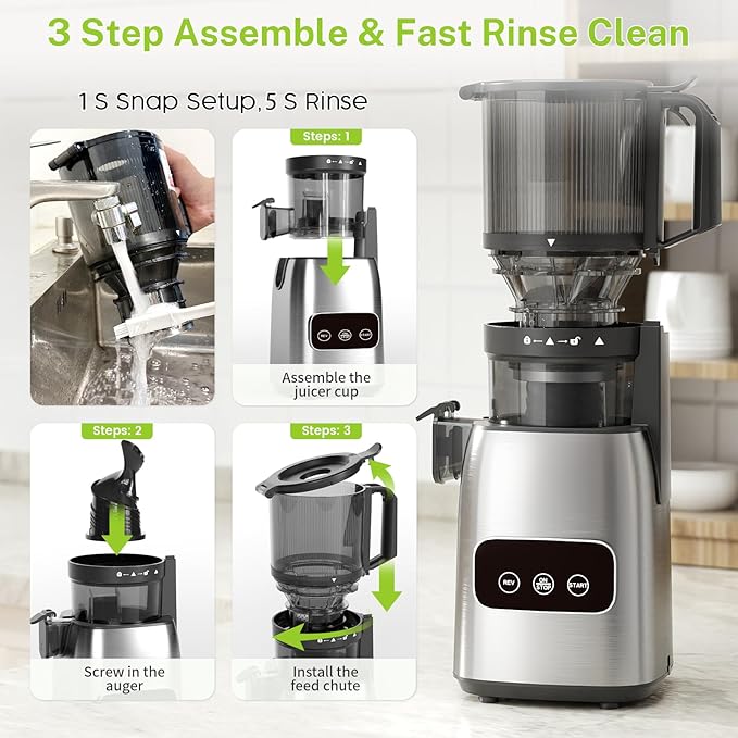 Kndko Juicer Machines with 5.4" Large Feed Chute, Cold Press Juicer - Image 7
