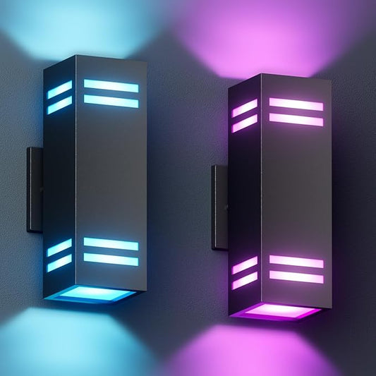 KIZON Modern Smart Porch Lights RGBCW, Dusk to Dawn Outdoor Lights Color by KIZON
