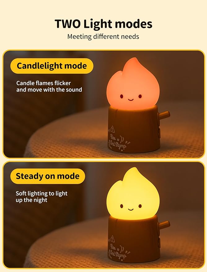 Tarinks Stump Fire Night Light, Flameless Candles Lamp, Torch Stump Light - Image 2