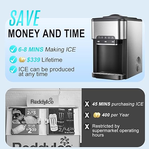 NUNET 3-in-1 Ice Maker Water Dispenser Water Cooler Filled by Water Line w. - Image 5
