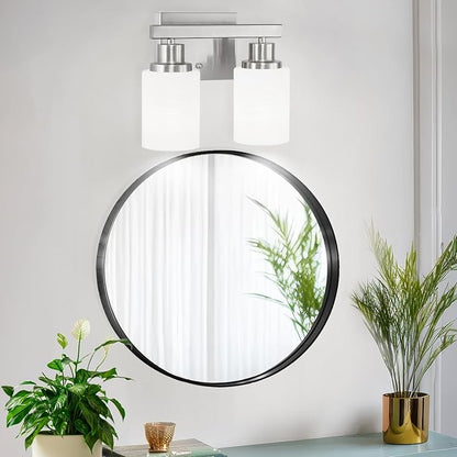 DIKAIDA Bathroom Light Fixtures Over Mirror, 2-Light Modern Nickel Vanity Lights - Image 7