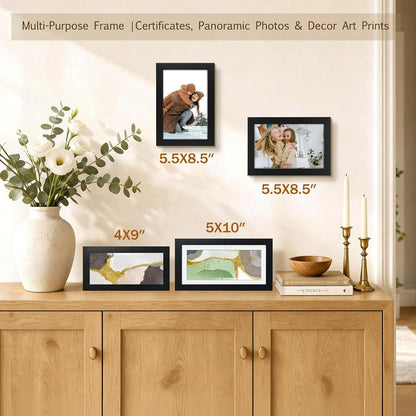 Golden State Art Business License Frame 5x10 matted 4x9, Black Wood | Real Glass & White Mat, Horizontal & Vertical For Tabletop Display, Fit Check, Certificate And Photos, Office Or Home Decor