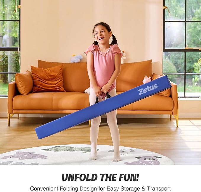 ZELUS 8' Folding Gymnastics Balance Beam, Floor Balance Beam w/Carry Handles - Image 6