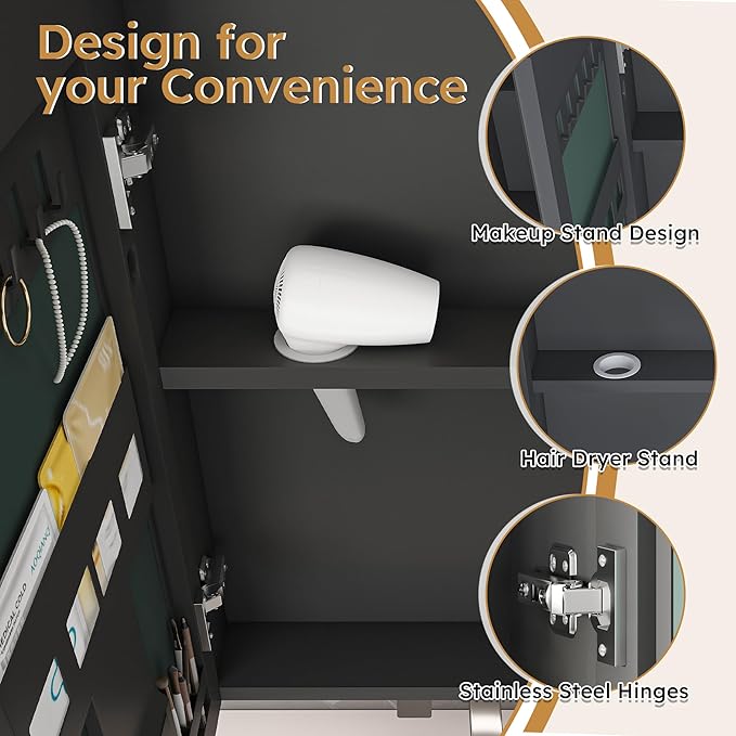 35x28 Inch Wall-Mounted Medicine Cabinet, Bathroom Mirror Cabinet - Image 8