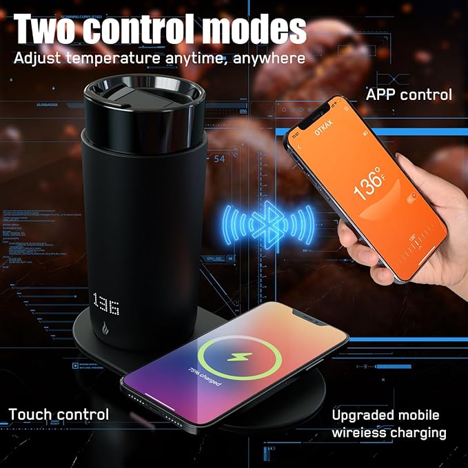 Temperature Control Heated Coffee Mug Smart Self Heating Travel Mug 12 Oz App - Image 2