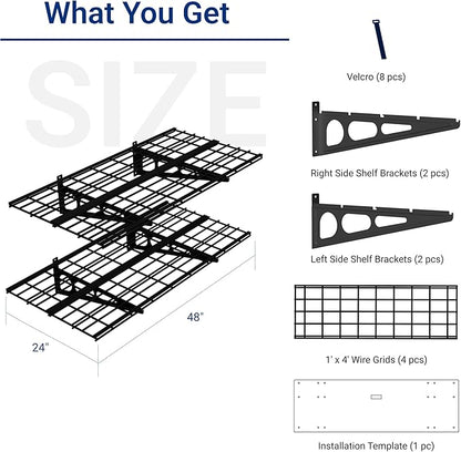 FLEXIMOUNTS 2-Pack 2x4ft 24-inch-by-48-inch Wall Shelf Garage Storage Rack Wall - Image 2