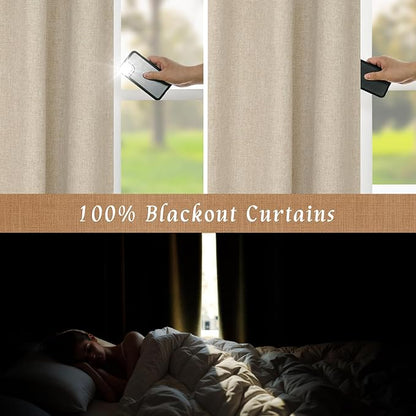 LAMIT 100% Blackout Short Linen Curtains - Image 3