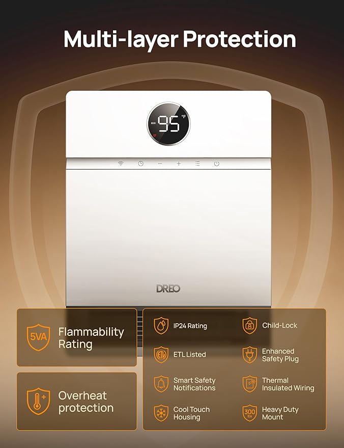 DREO Smart Wall Heater, IP24 Electric PTC Space Heaters - Image 5