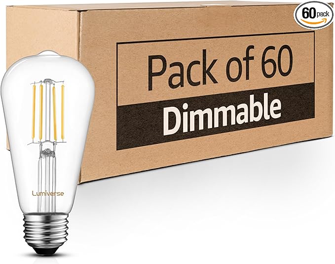 Lumiverse Dimmable Edison Bulbs 60 Watt LED, 2700K Soft White, Antique Style by Lumiverse