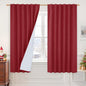 LAMIT 100% Blackout Red Linen Curtains, 63 Inches Linen Textured Thermal by LAMIT