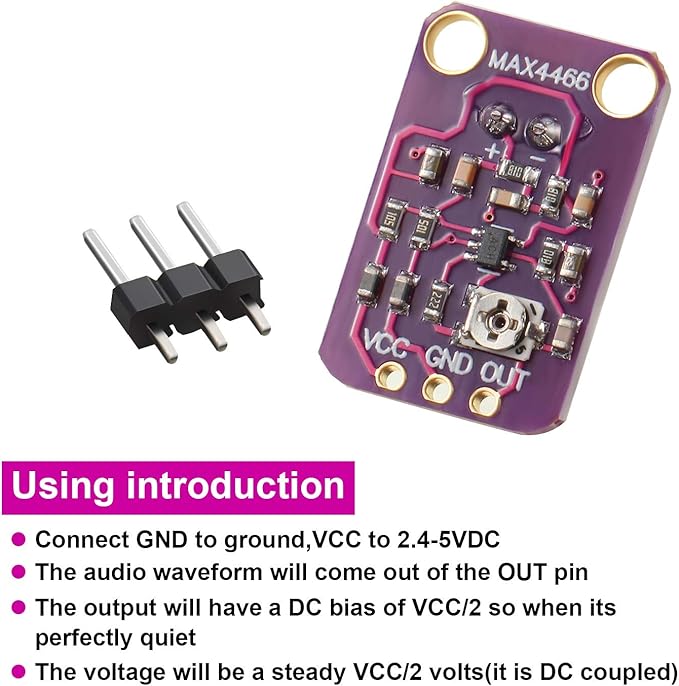Weewooday 10 Pieces Electret Microphone Amplifier Adjustable MAX4466 Module - Image 4