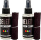 Delete Screen Cleaner Spray Kit, 2 Pack, 2oz Bottle and 2x 6"x6" Microfiber by DELETE