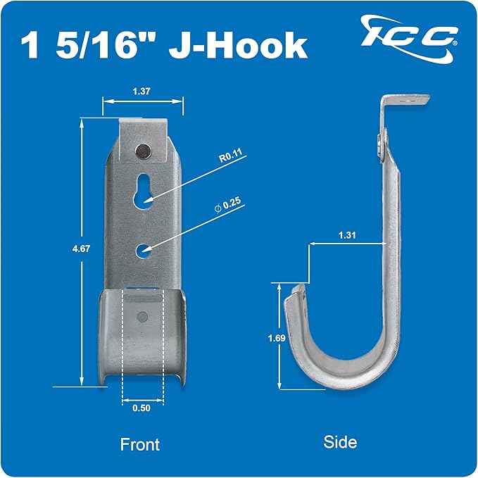 ICC Ceiling Mount J Hook 1 5/16” Without Retainer Clip – Galvanized Steel Cable - Image 8