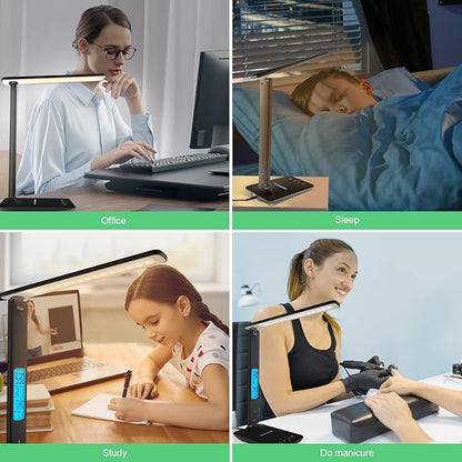 snsok Desk Light with Wireless Charger, USB Charging Port, Dimmable Office Desk - Image 7