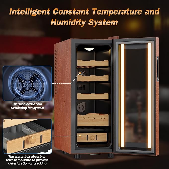 Electric Humidor with Leather-35L Cooling & Heating Humidor, Smart Touch - Image 5