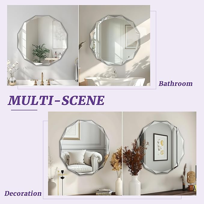 Bathroom Mirror for Wall, Beveled Edge Frameless Wall Mount Vanity Mirror - Image 7