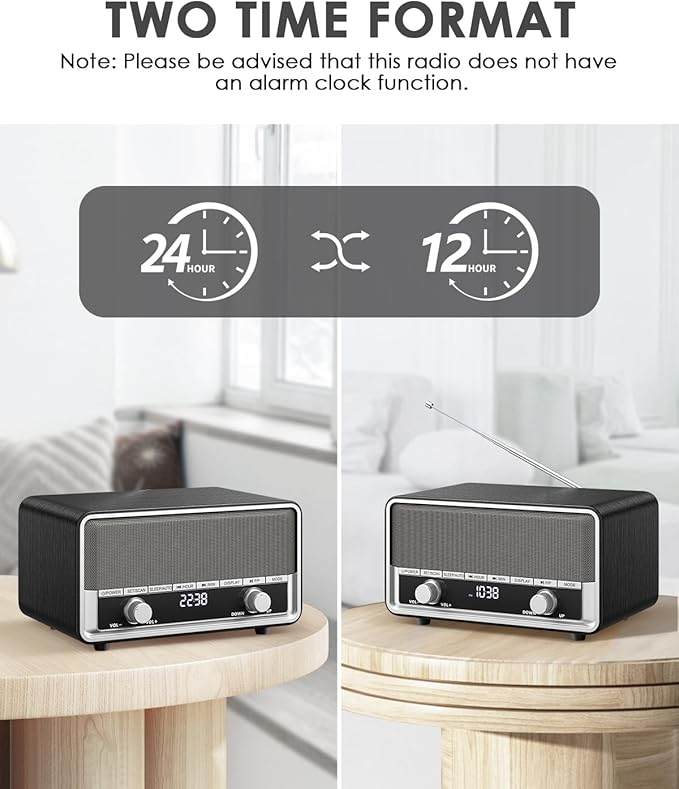 Vintage Wood AM FM Clock Radio - Image 2