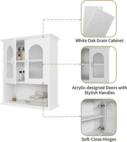 CJL Bathroom Wall Cabinet with Fluted Door, 18.9'' x 23.6'' Medicine Cabinet - Image 6