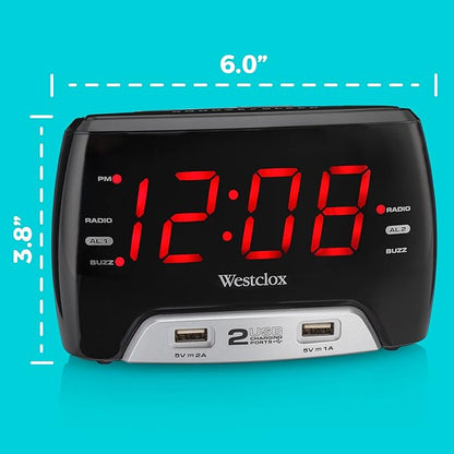 Westclox Large 1.4” Red LED Digital FM Clock Radio - Image 8