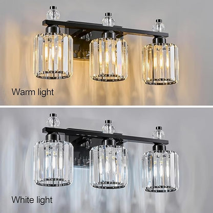 FDPBY Bathroom Vanity Lights 3-Light Plating Black Modern Crystal Vanity Light - Image 2