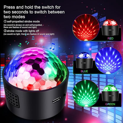 Wiwreenm Mini Disco Ball Light, Rechargeable Party Lights, Sound Activated - Image 3
