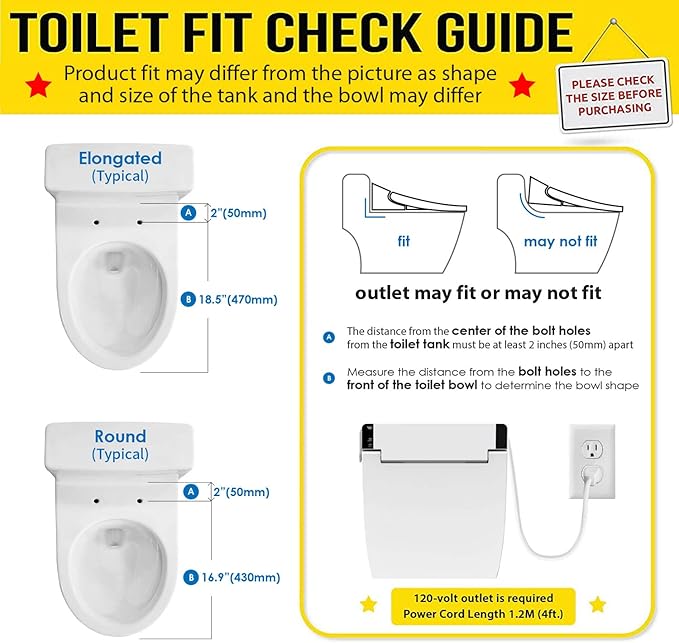 VOVO VB-6100SR Round Bidet Toilet Seat, Warm Water, LED Light, Heated Seat - Image 5