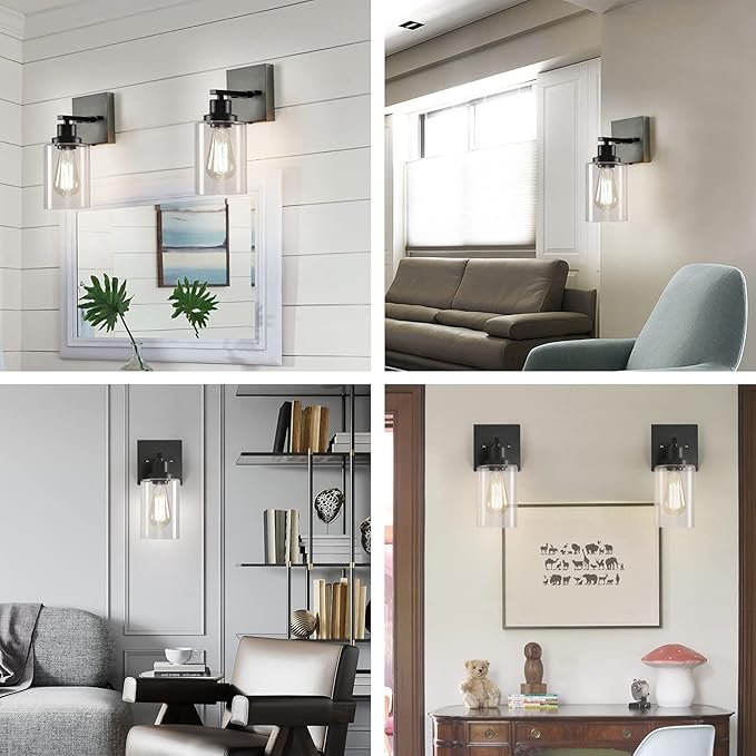 DIKAIDA Plug in Wall Sconces, 2 Pack Wall Lamp, Rustic Plug in Wall Light - Image 6