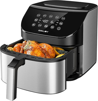 Air Fryer 6.8 Quarts, 10-in-1 Functions, Air Fry, Large & Compact Air Fryers by RAMJOY