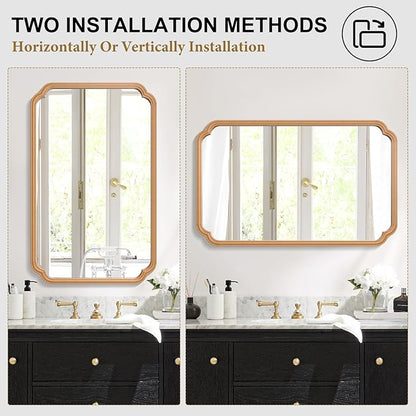 30"x48" Wood Bathroom Mirror for Wall, Large Wood Bathroom Vanity Mirror - Image 6