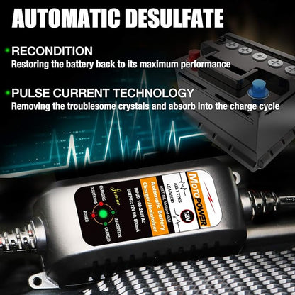MOTOPOWER MP00205A 12V 800mA Automatic Battery Charger, Battery Maintainer - Image 4