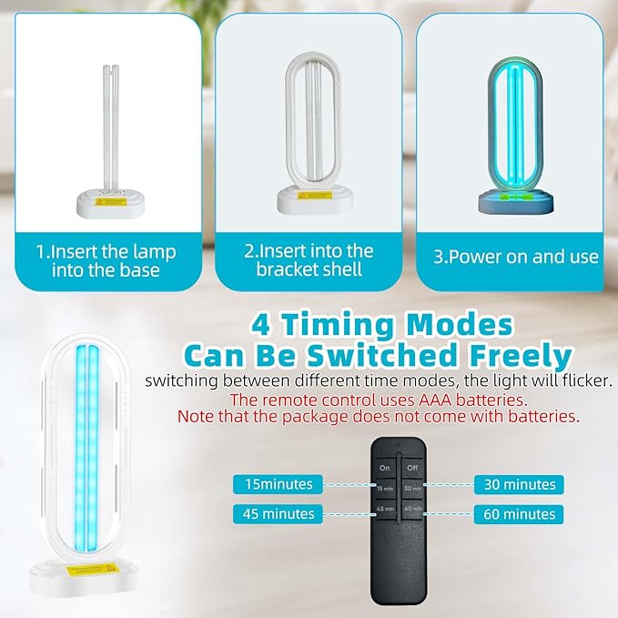 UV Light Sanitizer, 4-Speed Timing and Remote Control UVC Home Disinfection - Image 4