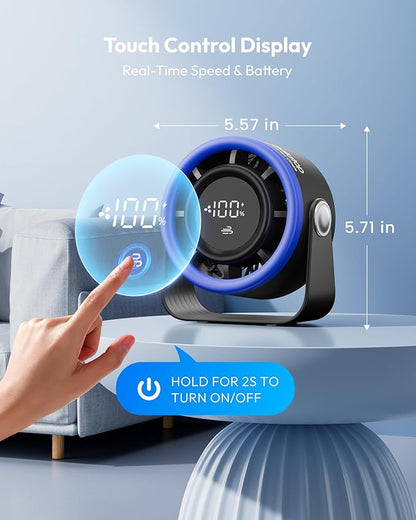 Gaiatop Small Desk Fan Rechargeable, 5in Personal Fan 4000mAh Battery Powered - Image 2