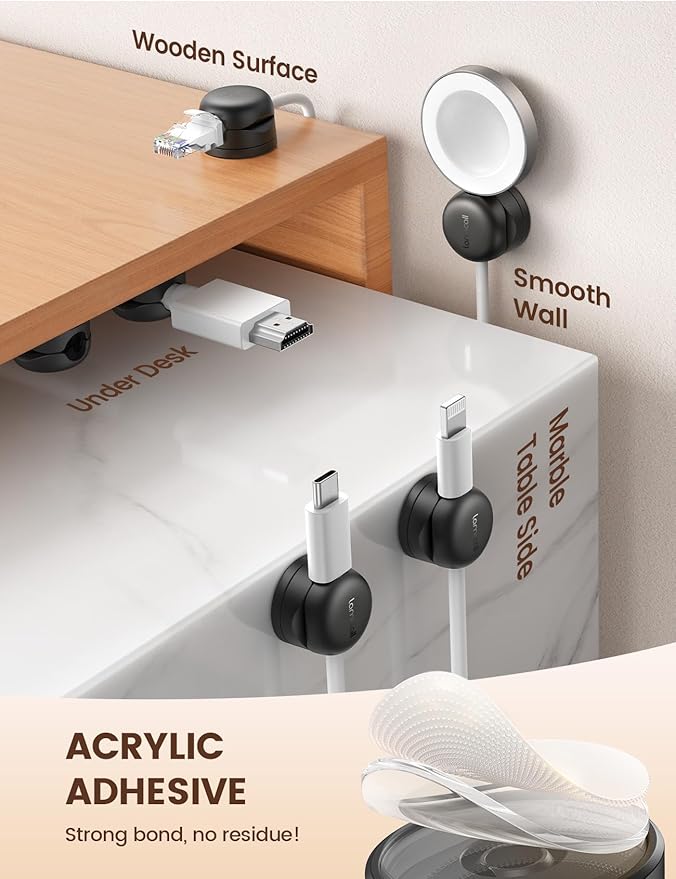 Lamicall 12Pack Rotatable Cord Organizer, Desk Office Nightstand Accessories - Image 4