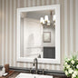 Amorho Bathroom Mirror, 24x30 Inch White Thick Metal Framed Wall Mirrors by Amorho
