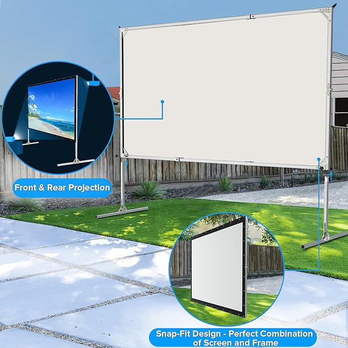 180 inch Projector Screen with Stand, Upgraded 3 Layers PVC 16:9 Large Outdoor - Image 3