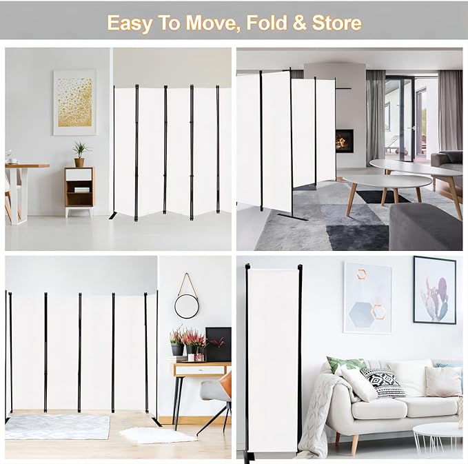 MAYOLIAH 6 Panel Folding Privacy Screen 9ft Wide, 6ft Tall Partition Room - Image 4