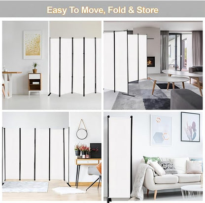 MAYOLIAH 6 Panel Folding Privacy Screen 9ft Wide, 6ft Tall Partition Room - Image 4