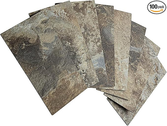 AULIGET 100-Piece Beige & Brown Slate Peel and Stick Backsplash Wall Tiles by AULIGET