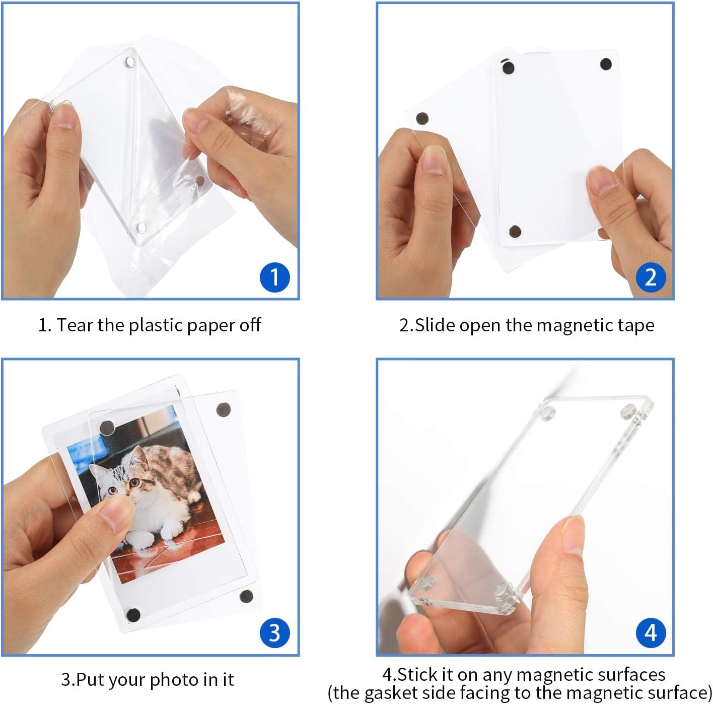 ONE WALL 10 Pack Acrylic Fridge Magnetic Frame, 2.36x3.54 Polaroid Frame | Double Sided Transparent Photo Refrigerator Magnet Picture Frame for Fujifilm Instax Mini