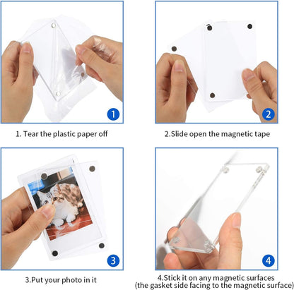 ONE WALL 10 Pack Acrylic Fridge Magnetic Frame, 2.36x3.54 Polaroid Frame | Double Sided Transparent Photo Refrigerator Magnet Picture Frame for Fujifilm Instax Mini
