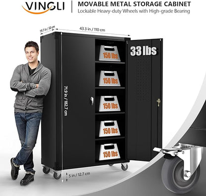 VINGLI Upgraded Wide & Deep Garage Storage Cabinet, Metal Storage Cabinet - Image 3