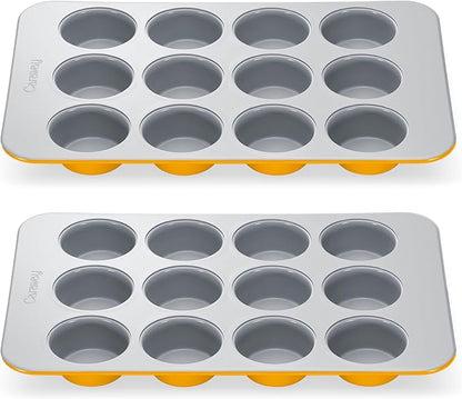 Caraway Non-Stick Ceramic 12-Cup Muffin Pan Duo by Caraway
