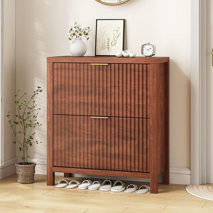 Shoe Cabinet Storage for Entryway, Fluted Shoe Cabinet - Image 3