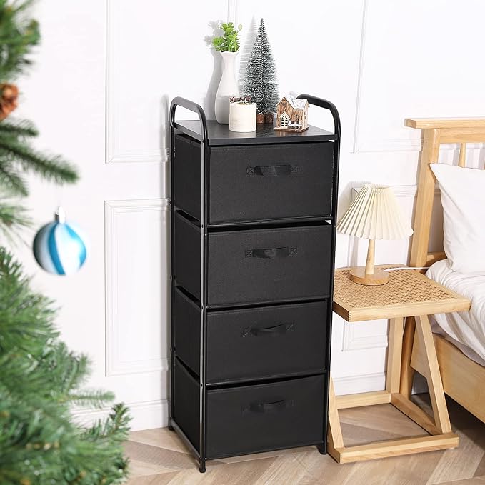 MAX Houser 4 Drawer Fabric Dresser Tall Storage Tower, Dresser Chest - Image 2